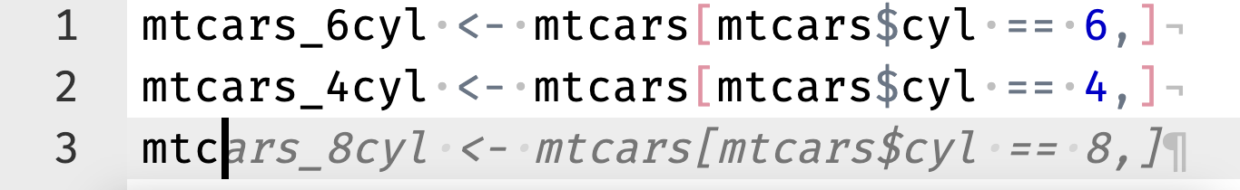 Example of Copilot generating code
