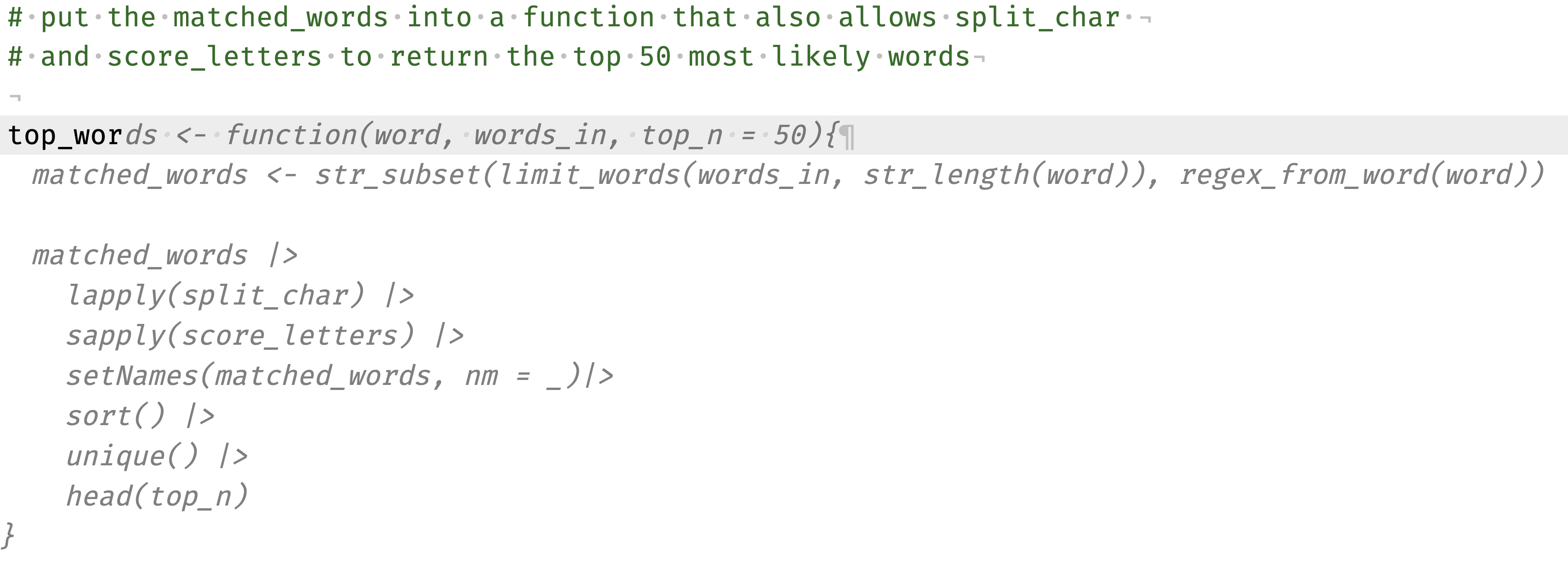 top_words function with ghost-text